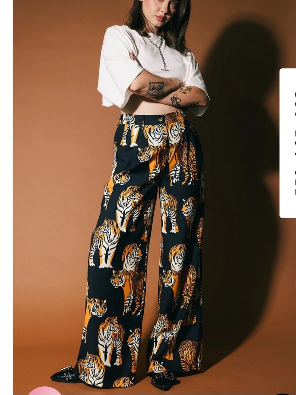 Dressed in LaLa Never Taking These Off Trousers Black Tiger Tales Wide Leg Pants